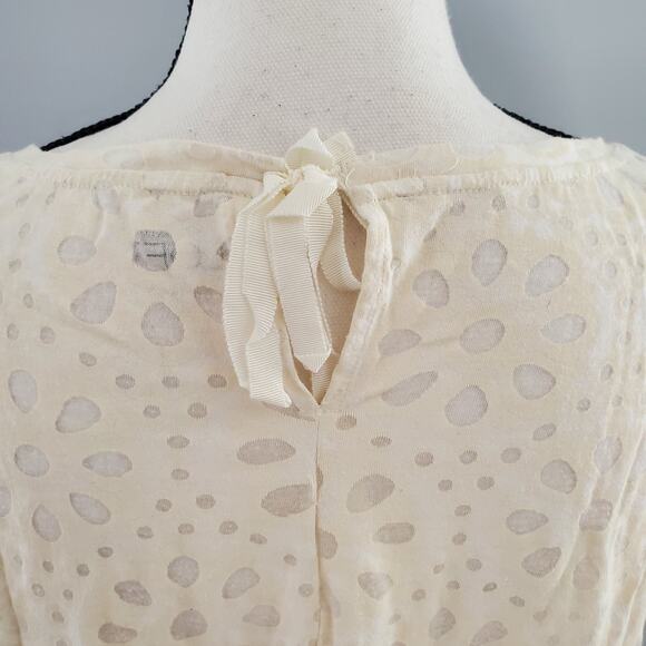 LOFT Off White Scoop Neck Burnout Floral Print Short Sleeve Tee M - Picture 4 of 7